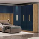 Ver imagem 3 de Guarda-roupa 4 Portas 2 Gavetas Kappesberg Adapt Nogueira/azul Profundo 158cm
