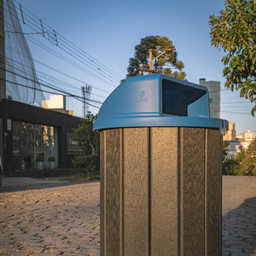 Lixeira Madeira Plástica 75 Litros - 50 Cm:cinza/azul - 2