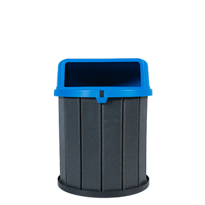 Lixeira Madeira Plástica 75 Litros - 50 Cm:cinza/azul
