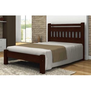 Cama King Size Antares de Madeira Maciça Angelim Pedra/Tauari Tabaco