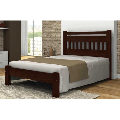 Cama King Size Antares de Madeira Maciça Angelim Pedra/Tauari Tabaco