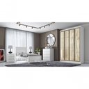 Ver imagem 1 de Guarda Roupa Casal Moderni Glass Reflecta 4 Portas de Bater 3 Gavetas MDP Neve Móveis Novo