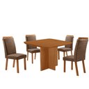 Ver imagem 1 de Mesa de Jantar Olimpia 90cm Tampo MDF Laminado Canto Copo com 4 Cadeiras Aline