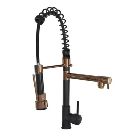 Torneira Cozinha Gourmet Monocomando 50cm Preto e Rosé Domum