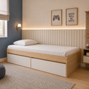 Ver imagem 1 de Cama Infantil com Duas Gavetas Branca Linha Play Quater