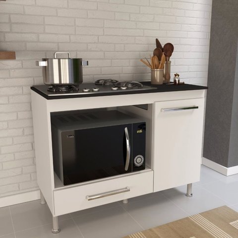 Balcão para Cooktop 4 e 5 Bocas Nicho para Forno 105cm Gaveta Armário Cozinha