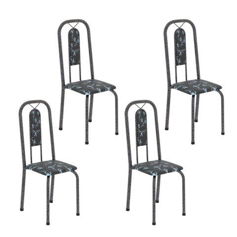 Cadeiras para Sala de Jantar 4 Unidades Lívia Prata/Preto Floral/Mart