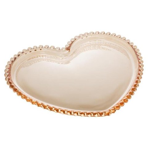 Prato de Cristal Wolff Coração Pearl Âmbar