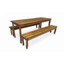 Ver imagem 2 de Conjunto de Mesa com 2 Bancos Madeira 150cm Marrom/Amadeirado Yescasa