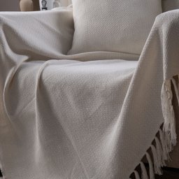 Manta Decorativa para Sofá Boho Hebrom Off White Fastlar Manta 100% Algodão 140x200cm - 2