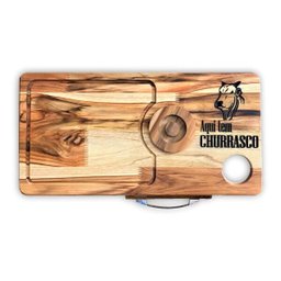 Tabua De Carne Com Porta Lata Inteligente Aqui Tem Churrasco - 1 Tabua De Carne Com Porta Lata Inteligente Aqui Tem Churrasco - 1