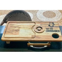 Tabua De Carne Com Porta Lata Inteligente Aqui Tem Churrasco - 2 Tabua De Carne Com Porta Lata Inteligente Aqui Tem Churrasco - 2
