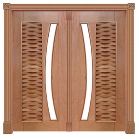 Portal Pivotante Madeira Maciça Cedro Arana Ripada para Vidro em Arco 305 Casmavi-215AX152L