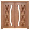 Ver imagem 1 de Portal Pivotante Madeira Maciça Cedro Arana Ripada para Vidro em Arco 305 Casmavi-215AX152L