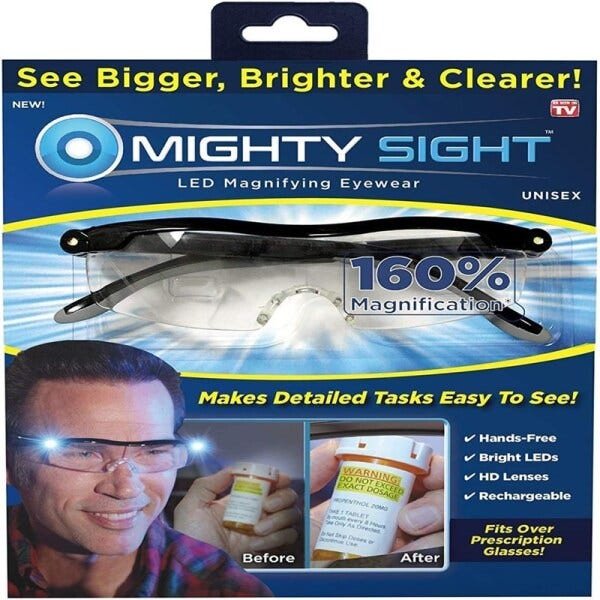 Oculos lupa visao noturna led aumento para leitura conserto pequenas pecas maos livre recarregavel - 1