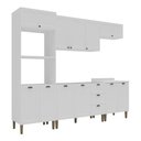 Ver imagem 1 de Armário Cozinha Americana Modulada Completa 260cm 5 Peças com Balcão Multimóveis Cr20495 Branco