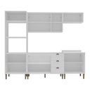 Ver imagem 3 de Armário Cozinha Americana Modulada Completa 260cm 5 Peças com Balcão Multimóveis Cr20495 Branco