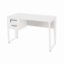 Ver imagem 2 de Mesa Escrivaninha Industrial 120cm Tampo 30mm com 2 Gavetas Pés em Metal F5 Office Cor:Branco