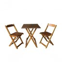 Ver imagem 1 de Conjunto Mesa Dobrável 70x70 Tampo Mdf e 02 Cadeiras Dobrável Retrátil Imbuia