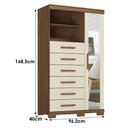 Ver imagem 4 de Guarda Roupa Casal 8 Portas 4 Gavetas Master New e Cômoda Marabá com Espelho e Pés Jatobá Areia Acet