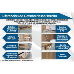 Módulo Cozinha Nesher Rainha Balcão C/ Tampo C/ 1 Porta 40cm Nature/verde - Nesher - 2