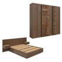 Ver imagem 2 de Kit Guarda Roupas 7 Portas e Cama Casal/Queen com LED Seringal CabeCasa MadeiraOriginals Marrom/Nogal