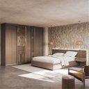 Ver imagem 1 de Kit Guarda Roupas 7 Portas e Cama Casal/Queen com LED Seringal CabeCasa MadeiraOriginals Marrom/Nogal