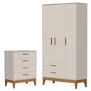 Ver imagem 1 de Guarda Roupa Infantil Flip 3 Portas com Cômoda Gaveteiro Infantil Flip Areia Acetinado - Reller