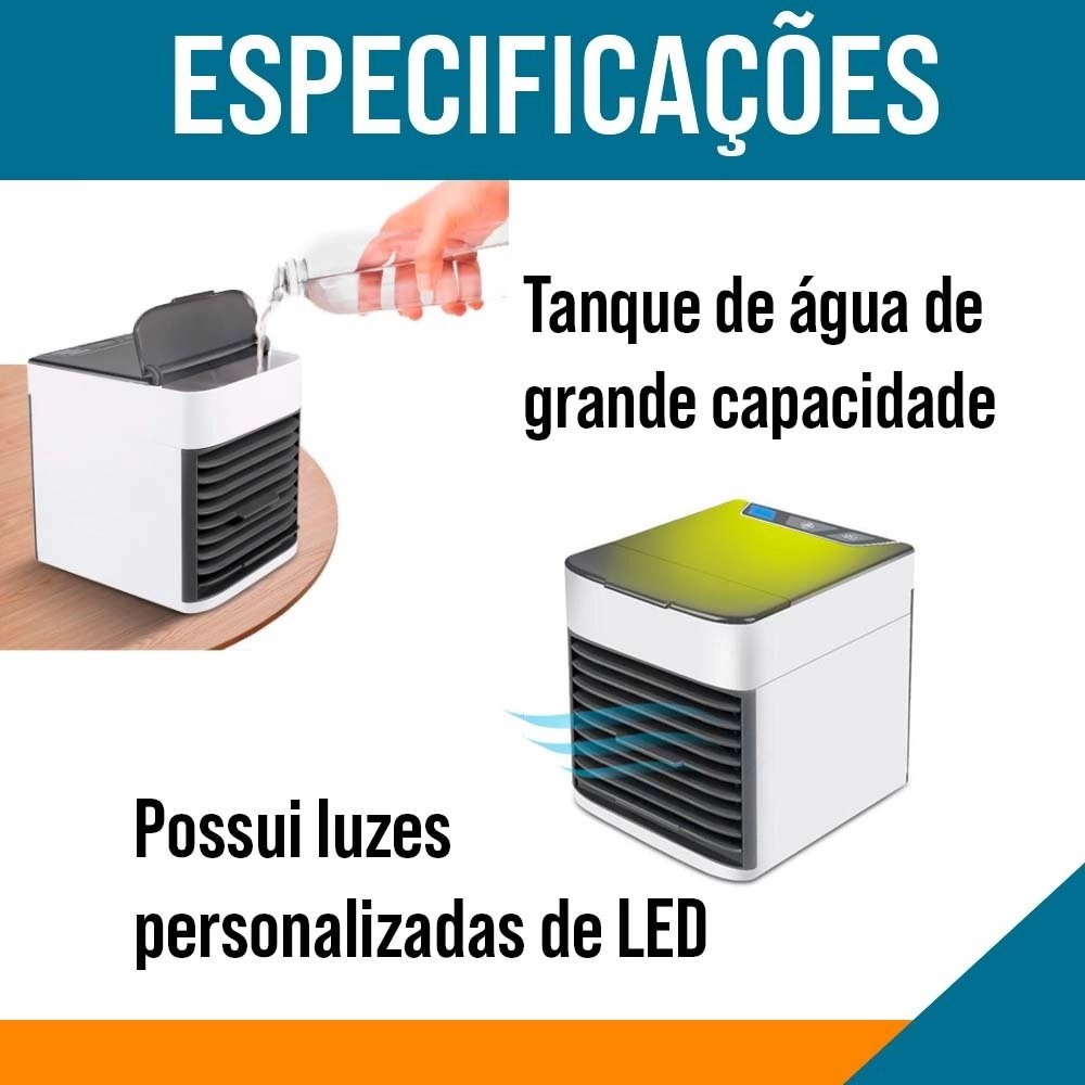 Mini Ar Condicionado Refrigerador Umidificador Portátil Usb - Climatizador Luz Led - 6