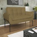 Ver imagem 1 de Poltrona Sofá Luxo Base Metal Preto Recepção Escritório Cor:capuccino