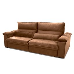 Sofá Retrátil/Reclinável Grécia 3,00m Suede Velut Bege c/ Molas no Assento - King House - 4