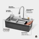Ver imagem 2 de Cuba Gourmet para Cozinha com Acessórios Workstation e Torneira Maranguá pingoo.casa - Prata