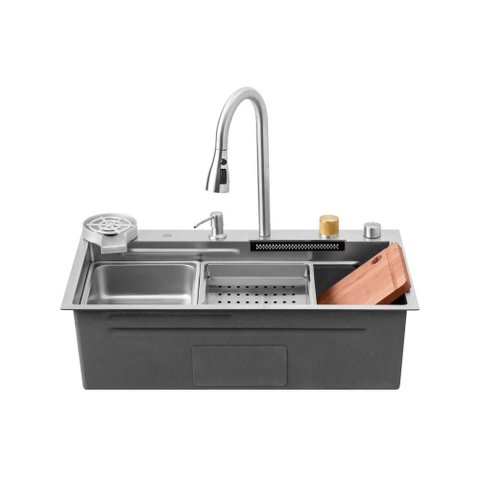Cuba Gourmet para Cozinha com Acessórios Workstation e Torneira Maranguá pingoo.casa - Prata