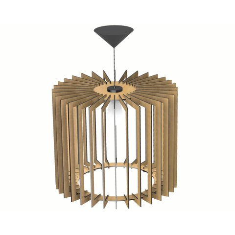 Luminária Teto tipo Pendente RIVIERA MDF - Completa -:MDF CRU