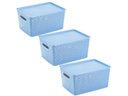 Ver imagem 1 de 3 Caixas Organizadoras com Tampa Grande 15 Lts Rattan Azul