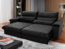 Ver imagem 1 de Sofá Retrátil/Reclinável Grécia 2,70m Suede Velut Preto c/ Molas no Assento - King House