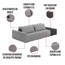 Ver imagem 5 de Sofá Ilha 2 Lugares Living 252cm Modulado Lary Bouclê Pu Pto K01 Cor Cinza Claro