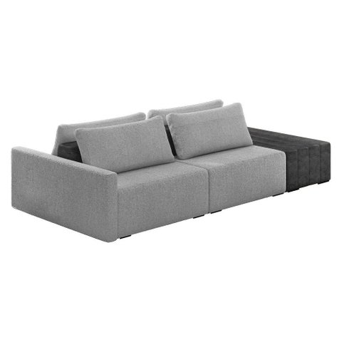 Sofá Ilha 2 Lugares Living 252cm Modulado Lary Bouclê Pu Pto K01 Cor Cinza Claro