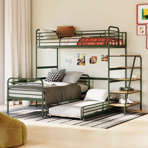 Treliche com Escada Lateral em Ferro Aço Carbono Tubular Teko Casatema MadeiraOriginals Verde