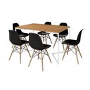 Ver imagem 6 de Mesa Jantar Industrial Retangular Canela 137X90Cm Base V Ferro Branco C/6 Cadeiras Preta Mad Canela