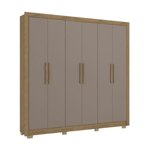 Guarda Roupa Casal 6 Portas com 3 Gavetas e Pés 232cm Cb04m569 Kappesberg - Nogueira/fendi