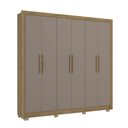Ver imagem 1 de Guarda Roupa Casal 6 Portas com 3 Gavetas e Pés 232cm Cb04m569 Kappesberg - Nogueira/fendi