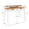 Mesa de Estudo Quarto Retrô Minimalista Madeira 2 Nichos Branco Freijó Raul Idimex - 3