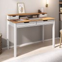 Ver imagem 2 de Mesa de Estudo Quarto Retrô Minimalista Madeira 2 Nichos Branco Freijó Raul Idimex