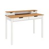 Mesa de Estudo Quarto Retrô Minimalista Madeira 2 Nichos Branco Freijó Raul Idimex - 5