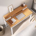 Ver imagem 4 de Mesa de Estudo Quarto Retrô Minimalista Madeira 2 Nichos Branco Freijó Raul Idimex