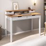 Mesa de Estudo Quarto Retrô Minimalista Madeira 2 Nichos Branco Freijó Raul Idimex - 2