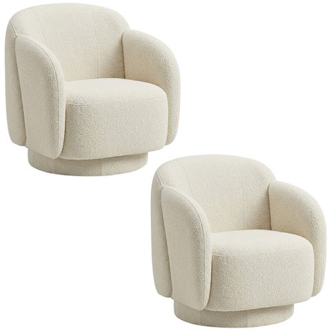 Kit 2 Poltronas Decorativa Avany Base Fixa Bouclé Off White - Nexta Casa