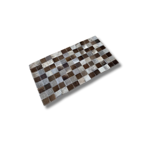 Passadeira Capacho 70x40cm em Couro Cinza e Marrom Quadriculado Placas 5cm