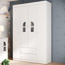 Ver imagem 1 de Guarda-roupa Infantil 122cm com Vidro 4 Portas e 2 Gavetas Amora Multimóveis Mp4509 Branco